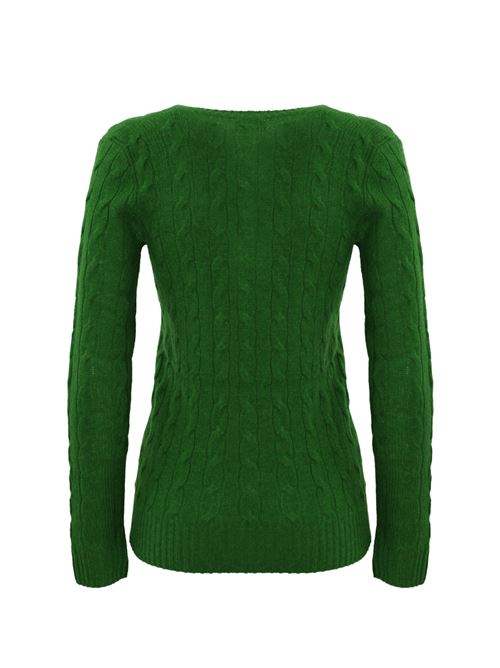 Maglione intrecciato con scollo a V verde POLO RALPH LAUREN | 211 910422017